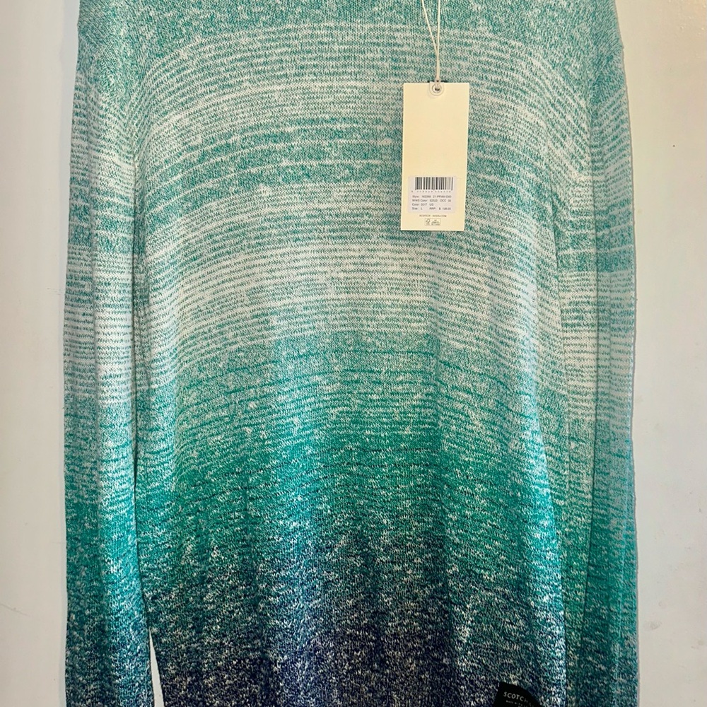 Green, Navy and White Gradient Sweater